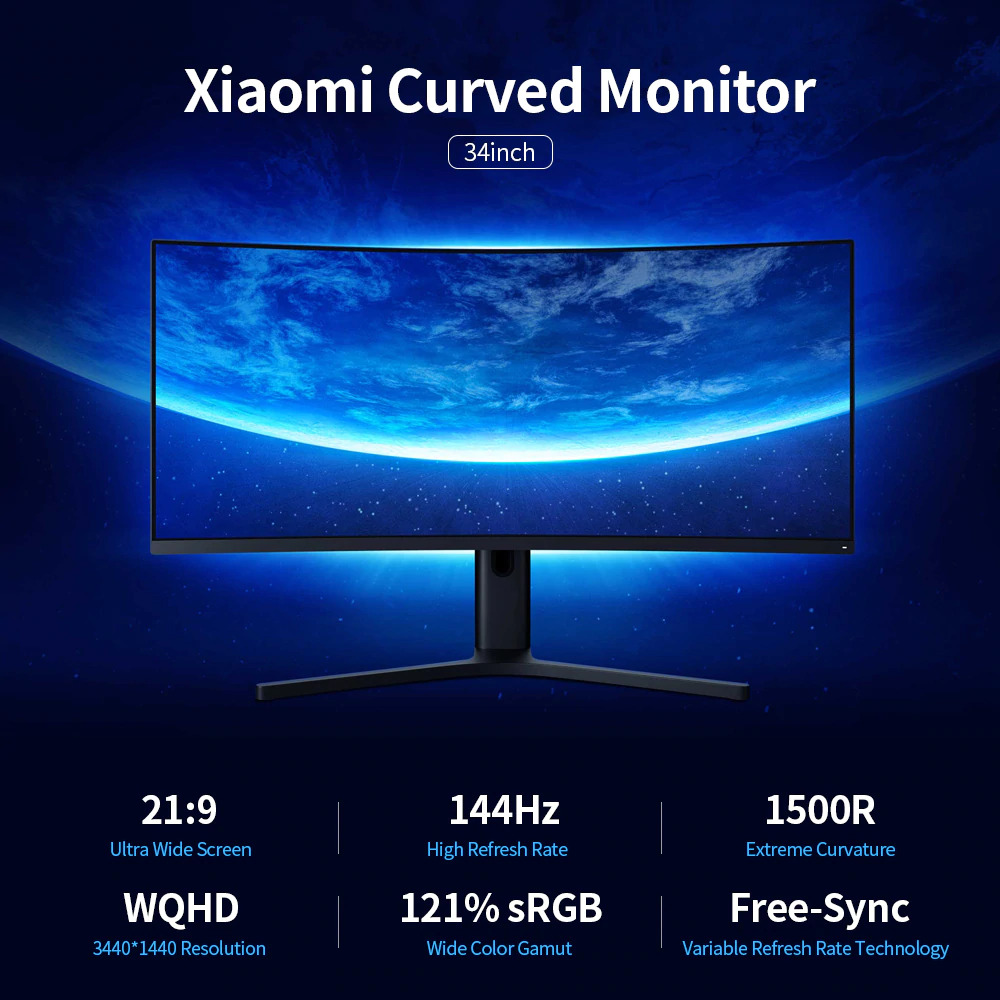 Jual Xiaomi Ultra Wide Curved Gaming Monitor 1440P 144Hz